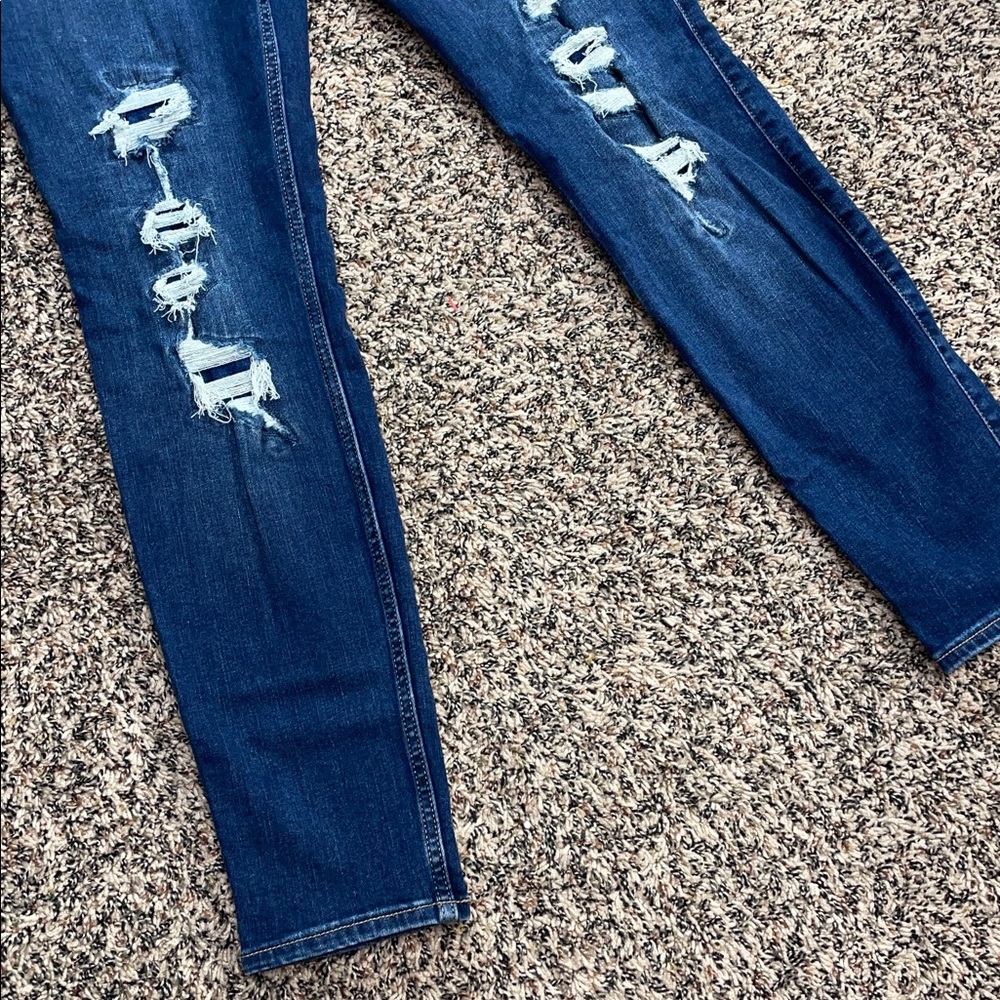 Abercrombie Kids Pull On Skinny Legging Ripped Blue Jeans Girls 17/18 | EUC - Picture 3 of 7